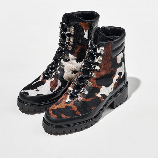 Black and White laces on cow print boots