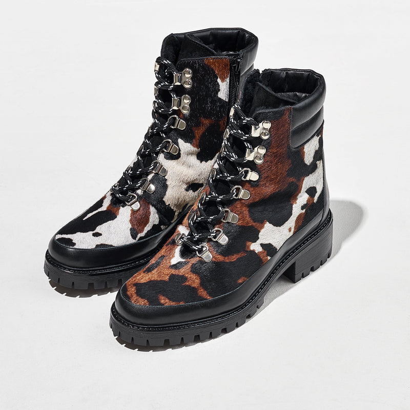 Black and White laces on cow print boots