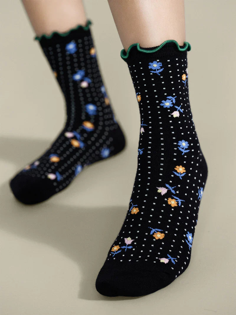 Dottie Floral Crew Black