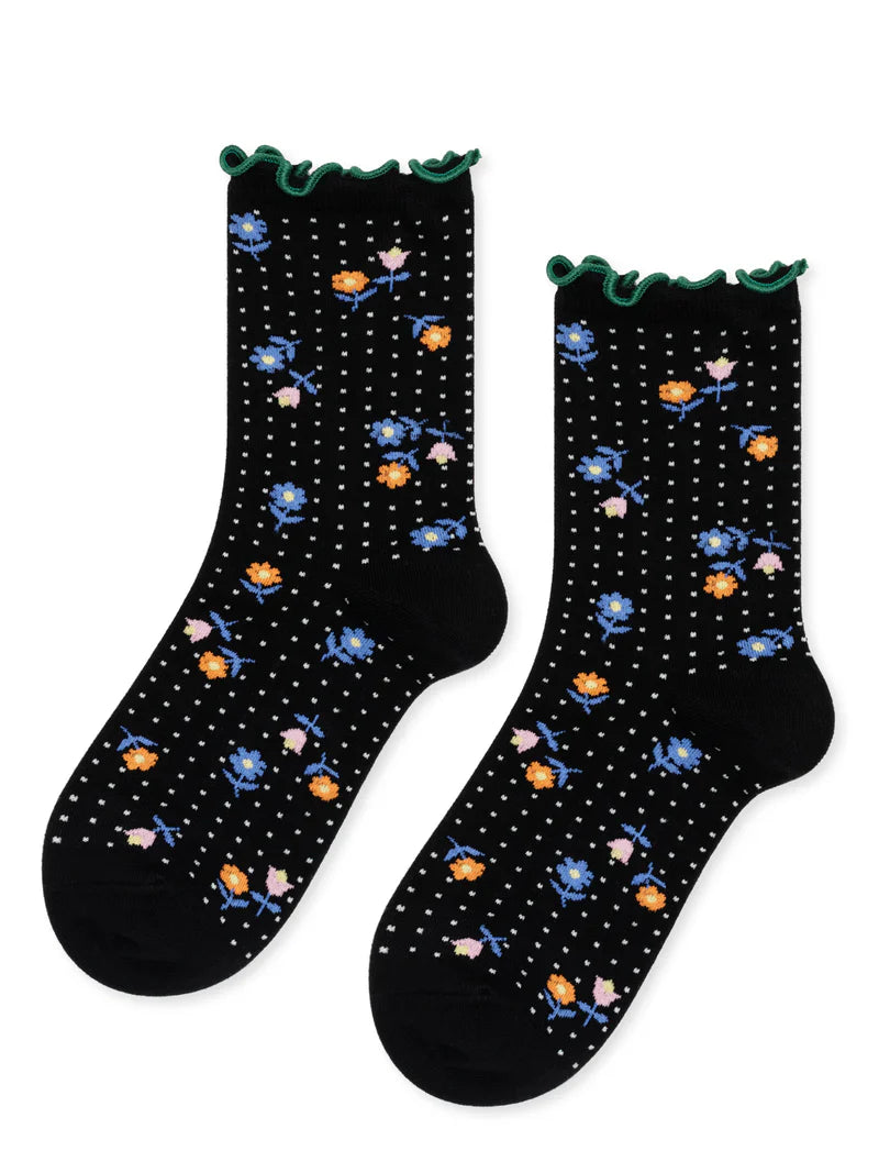 Dottie Floral Crew Black